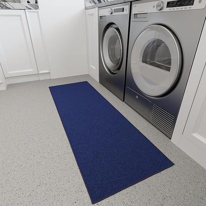 Ottomanson Hallway Runner Rug 2'2" x 6' Non Slip Solid Area Rugs Easy to Clean Laundry Rug Runner Durable & Pet Friendly Floor Carpet Runners for Hallways Entryway Living Room Kitchen, Navy
