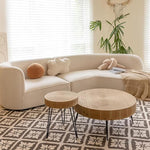 Load image into Gallery viewer, 2-Piece Modern Farmhouse Living Room Coffee Table Set, Nesting Table Round Natural Finish with Handcrafted Wood Ring Pattern