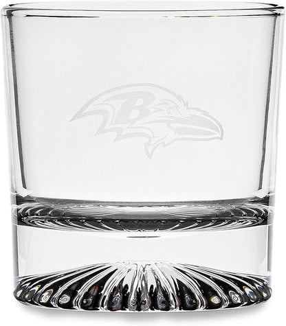 The Memory Company Officially Licensed NFL Wood Boxed Drinkware Set, with 2 Rocks Glasses and Cooling Cubes, Baltimore Ravens