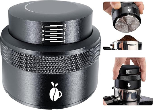 Espresso Tamper 51mm, Adjustable Depth Coffee Tamper with Calibrated Spring Loaded, 304 Stainless Steel Palm Tamper Tool, fits 51mm Portafilter Basket (Black)