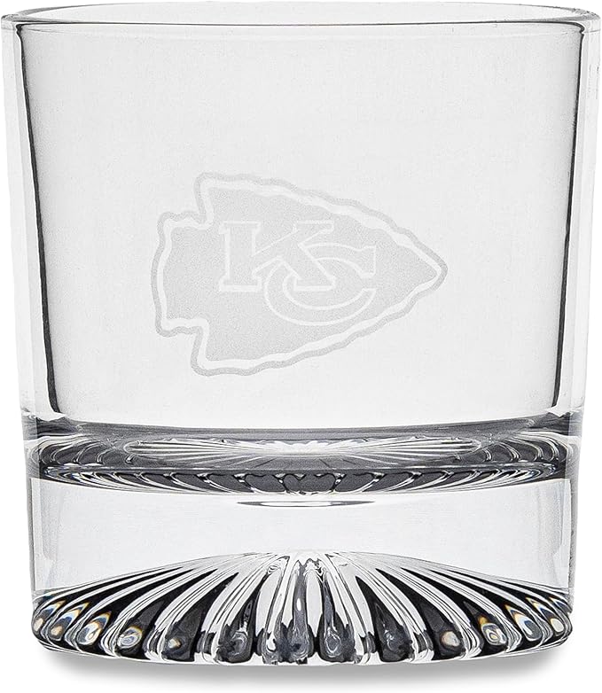 The Memory Company Officially Licensed NFL Wood Boxed Drinkware Set, with 2 Rocks Glasses and Cooling Cubes, Kansas City Chiefs