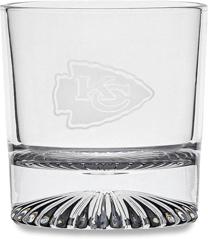 The Memory Company Officially Licensed NFL Wood Boxed Drinkware Set, with 2 Rocks Glasses and Cooling Cubes, Kansas City Chiefs