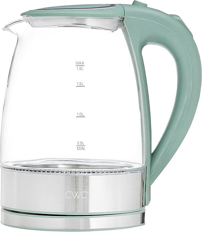COOK WITH COLOR Electric Kettle - Rapid Boil, Sleek Design, and Safety Features - Great for Quick and Easy, Sage, 1.8 Liters