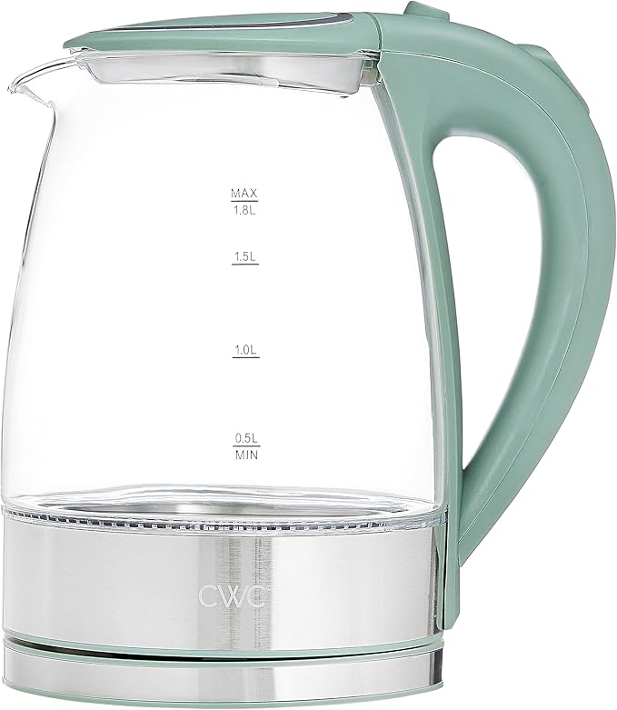 COOK WITH COLOR Electric Kettle - Rapid Boil, Sleek Design, and Safety Features - Great for Quick and Easy, Sage, 1.8 Liters