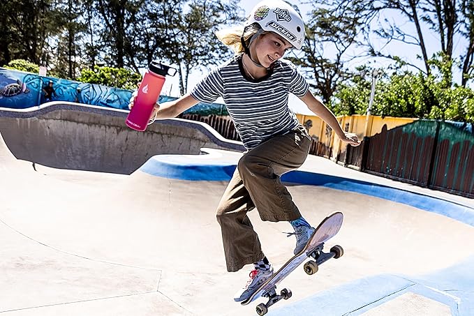 HYDRO CELL Stainless Steel Insulated Water Bottle with Straw - For Cold & Hot Drinks - Metal Vacuum Flask with Screw Cap and Modern Leakproof Sport Thermos for Adults (Coral/Punch 18oz)