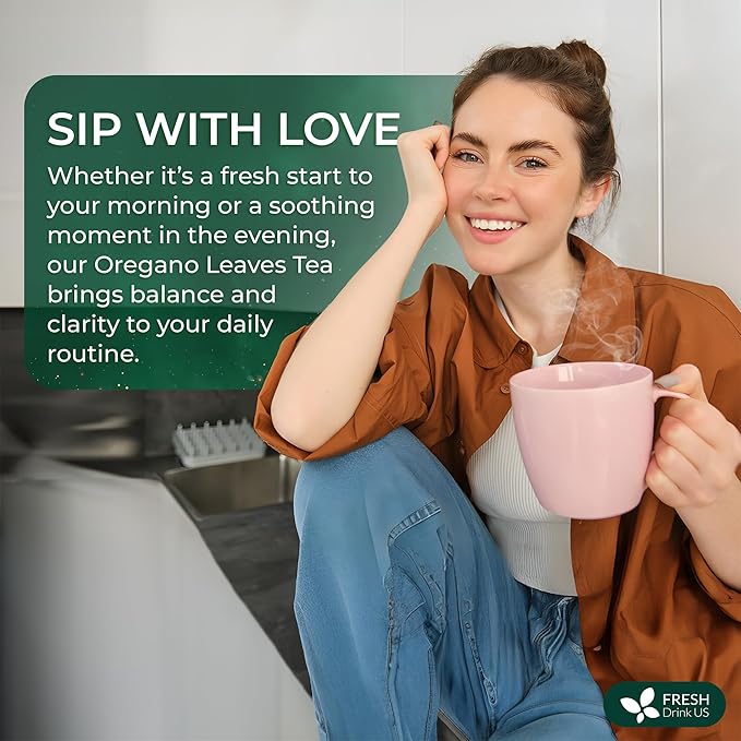 FreshDrinkUS, Oregano Leaf Tea | 75 Tea Bags – Pure Herbal Infusion from Origanum vulgare - Naturally Bold & Aromatic Flavor - Premium Quality, Sustainably Sourced. Vegan