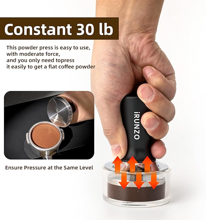 53mm Coffee Espresso Tamper，Premium Barista Coffee Press with Calibrated Spring Loaded WDT Tool，100% Stainless Steel Flat Base Tamper for Espresso Coffee Machine Fits