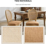 Load image into Gallery viewer, Vintage French Country Dining Chairs Set of 6, Rattan Dining Chairs with Solid Wood Legs, Ten Upholstered Dining Chair, Sillas para Comedor, Kitchen &amp; Dining Room Chair (Amber, Rattan, 6Pcs)