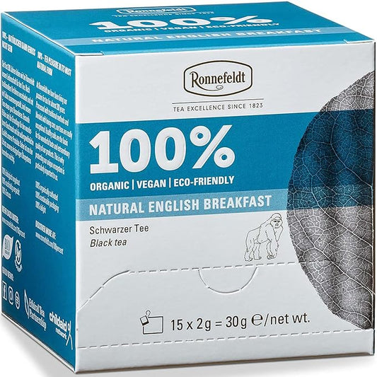 Ronnefeldt 100% Natural English Breakfast – German Black Tea – Bold & Smooth Morning Blend – Caffeine Boost – Loose Leaf in 15 Individually Wrapped Bags