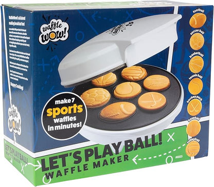 Sports Waffle Maker- Make Breakfast a Slam Dunk- Bakes 7 Themed Pancakes Including Football, Baseball, Basketball, Soccer, Tennis & More- Electric Nonstick Waffler- Unique Gift for Boys, Girls & Kids