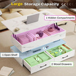 Load image into Gallery viewer, SEDETA 40" Lift Top Coffee Table, Coffee Tables with Storage for Living Room, Small Coffee Table with 2 Drawers &amp; LED Light for Dining Reception Room, White Marble