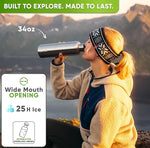 Load image into Gallery viewer, Blockhütte Vacuum Insulated Stainless Steel Water Bottle - 34 oz | Wide Mouth Insulated Metal Bottle for Cold Drinks | Perfect for Travel, School, Kids, Adults, Water Canteen, BPA-Free