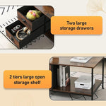 Load image into Gallery viewer, SENIG Coffee Table with Drawers, Coffee Table for Living Room, 2-Tier Coffee Tables with Storage Drawers，Brown Coffee Tables for Small Spaces, Rectangle Wood Ttable, Metal Side End Table