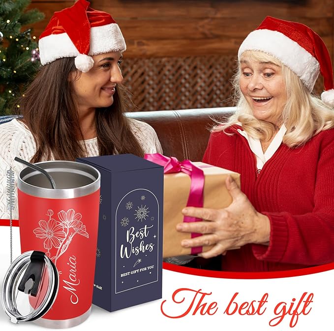 Made in USA - Personalized Tumbler with Engraved Name - Custom Coffee Mug Cup 20 Oz with Lid - Customized Employee Appreciation Gifts - Christmas Gifts for Men Women - Customized By Enterprise