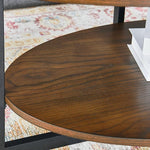 Load image into Gallery viewer, Solid Wood Oval Coffee Table with Cross Metal Legs, 43.3in Modern Industrail Center Table with Open Shelf Cocktail Tea Table for Living Room Bedroom, Rustic Brown 1811NC