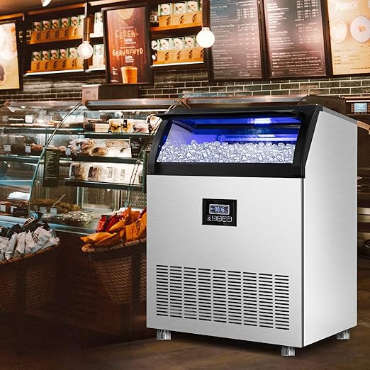Commercial Ice Maker Machine 360LBS/24H with 77LBS Large Ice Storage Bin, 126Pcs Clear Ice Cubes in 8-15Mins, Stainless Steel Under Counter Industrial Ice Machine for Bar, Restaurant Business