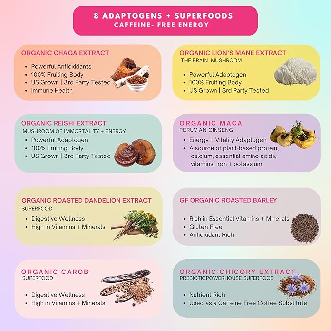 Eleven TLC, Shroomie Master Mind Coffee Substitute, Caffeine-Free Energy, 8 Mushrooms + Superfoods, Developed by MD, Non-Reactive Glass Jar