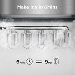 Load image into Gallery viewer, Silonn Ice Makers Countertop, 9 Cubes Ready in 6 Mins, 26lbs in 24Hrs, Self-Cleaning Ice Machine with Ice Scoop and Basket, 2 Sizes of Bullet Ice for Home Kitchen Office Bar Party