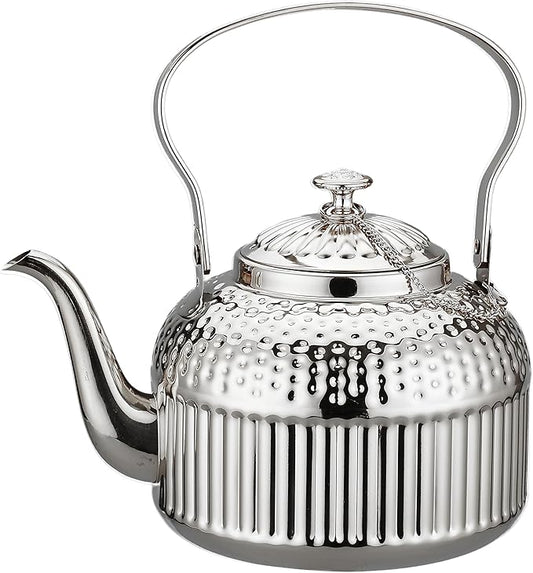 SANQIAHOME Antique 1.5L (50Oz) Stainless Steel Teapot with Infuser Silver