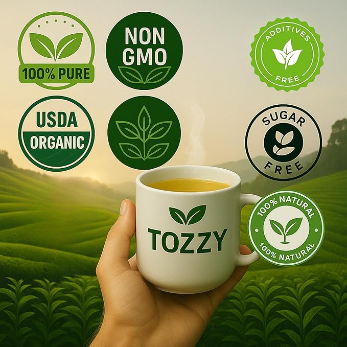 Tozzy Organic Ashwagandha Tea - 100 Count | Pyramid Tea Bags (Plant-Based & Eco-conscious) | Pure Ingredients