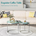 Load image into Gallery viewer, aboxoo Coffee Table Nesting Side Round Set of 2 End Table Green Art Table Top Sturdy Metal Frame Desk Centerpiece Living Room Bedroom Apartment Modern Industrial Simple Nightstand