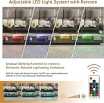 Load image into Gallery viewer, 43" Acrylic Coffee Table with Black Wood Top, Minimalist Stylish Modern Rectangular Center Tables for Living Room, Led Living Room Table with Storage Shelf &amp; Acrylic Frame for Small Space