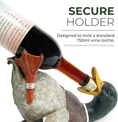 Rivers Edge Products 750ml Wine Bottle Holder - Hand-Painted Poly Resin Animal Kitchen Decor - Unique, Rustic Home Decor for Countertop and Bar - Wine Accessories for Wine Lovers