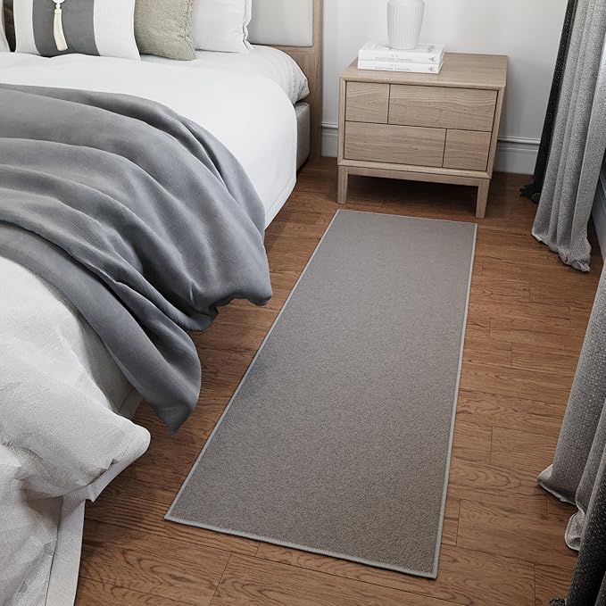 Ottomanson Hallway Runner Rug 2'2" x 6' Non Slip Solid Area Rugs Easy to Clean Laundry Rug Runner Durable & Pet Friendly Floor Carpet Runners for Hallways Entryway Living Room Kitchen, Gray