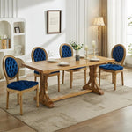 Load image into Gallery viewer, French Country Dining Chairs Set of 6, Blue Velvet Upholstered Dining Chairs, Tufted Back, Solid Wood Legs, Farmhouse Kitchen &amp; Dining Room Chairs, Sillas De Comedor (Blue, 6Pcs)