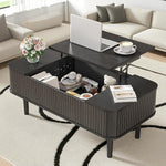 Load image into Gallery viewer, Coffee Table Lift Top, Fluted Coffee Table with Storage, Black Coffee Tables for Living Room, Modern Center Table with Metal Legs