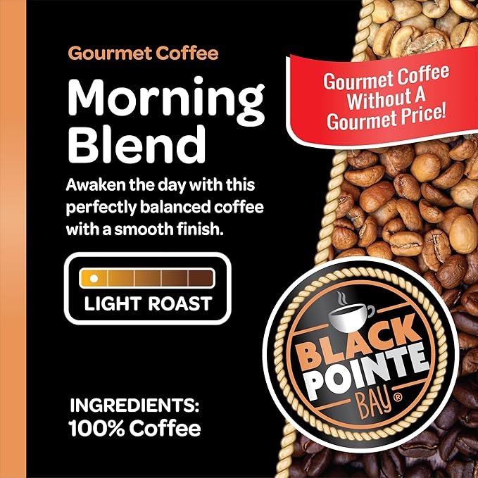 Black Pointe Bay Coffee, Morning Blend, Light Roast, 42 Count Single Serve Coffee Pods for Keurig K-Cup Brewers