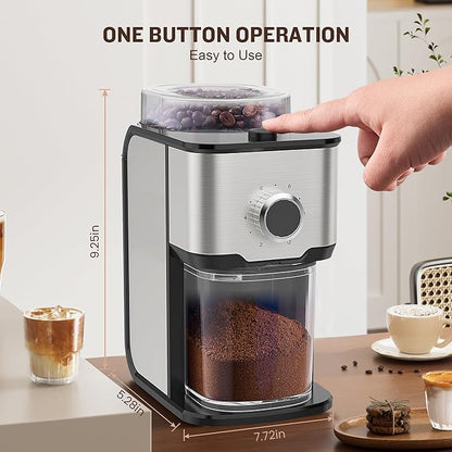Burr Coffee Grinder, Adjustable Coffee Bean Grinder Electric with 14 Grinding Settings,2-12 Cups for Espresso, Drip Coffee and French Press