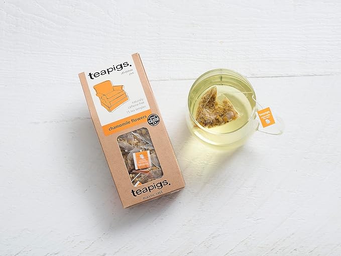 teapigs Chamomile Flower Tea Bags, 100g, Whole Flower Herbal Tea, Calming, Relaxing, Caffeine Free Loose Tea 15 Count (Pack of 12)