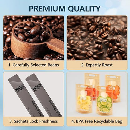 Instant Coffee Packets Single Serve, Medium Roast Sugar Free & Low Caffeine Instant Coffee Gifts 14 Packets for One Week Fitness Holiday Travel Coffee On the Go, 100% Arabica Black Coffee Beans Instant Powder Packs