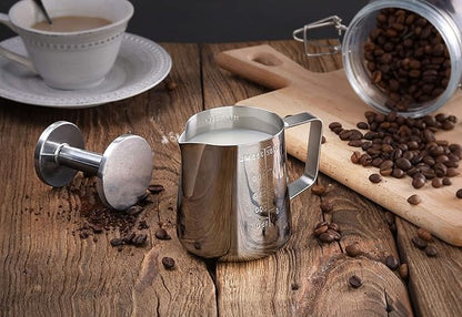 New Star Foodservice Commercial Grade Stainless Steel 18/8 Frothing Pitcher (12-Ounce (Combo Set))