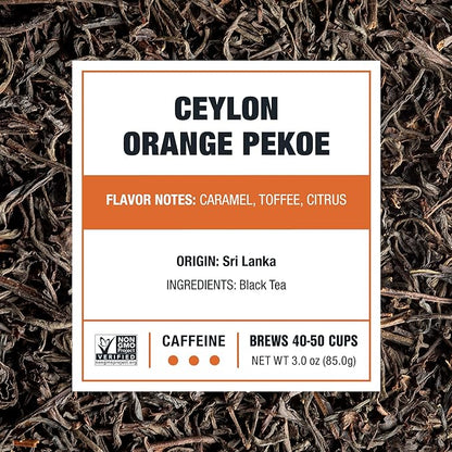 Tiesta Tea - Ceylon Orange Pekoe Black Tea, Loose Leaf, Single Origin Premium Black from Sri Lanka, Pure Unblended High Caffeinated, Hot or Iced Brew & Up to 50 Cups, 3oz Refillable Tin