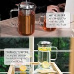 Load image into Gallery viewer, Aquach 51oz Glass Teapot with Stainless Steel Removable Infuser, Stovetop &amp; Dishwasher Safe, Ideal for Loose &amp; Blooming Tea Brewing