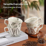 Load image into Gallery viewer, Ceramic Coffee Mug, 12 oz Novelty Unique Teacup with Handle, Stoneware Cup for Tea Mocha Latte Cappuccino Espresso (Set of 4, Butterfly Grass Ivy and Leaf)