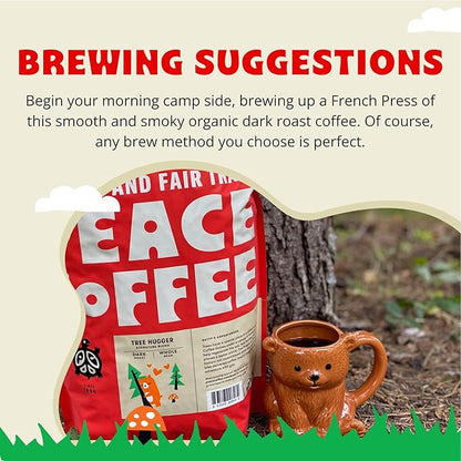 Peace Coffee Tree Hugger Signature Blend | 5 lb Ground Dark Roast | Organic Fair Trade | Soft, Smooth Flavor | Shade Grown, Fresh Roasted