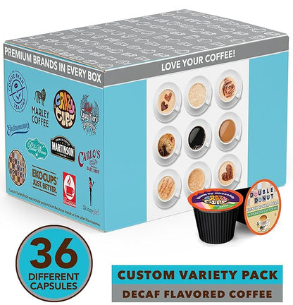 Crazy Cups Flavored Decaf Coffee Pods Variety Pack Compatible with Keurig K Cups Brewers, 36 Count, Assorted Decaffeinated Flavored Coffee Sampler(Pack of 1)
