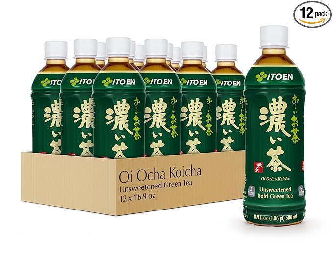 Ito En Oi Ocha Unsweetened Bold Green Tea, 16.9 Fluid Ounce (Pack of 12), Unsweetened, Low Calorie