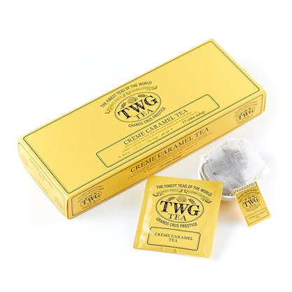 TWG Tea | Crème Caramel Tea | Rooibos Tea | Caramel & Theine-Free | 15 Hand Sewn Cotton Teabags | Gift Set