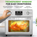 Load image into Gallery viewer, NutriChef 26L Electric Air Fryer Oven | 1700W Countertop Rotisserie &amp; Air Fryer | 360° Rotating Feature | 10 Digital Menu Presets | Includes Drip Tray, Air Frying Basket &amp; Bake Rack 15x16x14 (Silver)