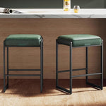 Load image into Gallery viewer, VASAGLE EKHO Collection - Bar Stools Set of 2, Counter Height Bar Stools, Synthetic Leather with Stitching, Mid-Century Modern Counter Stools, 26-Inch Tall, Kichen Home Bar Dining Room, Forest Green