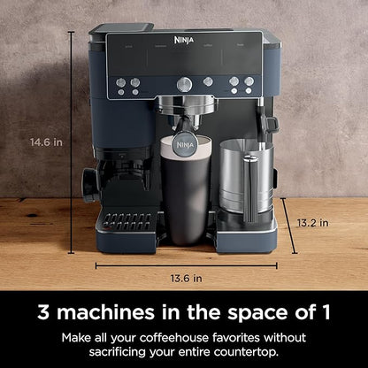 Ninja Luxe Café Premier Series, Espresso Machine, Drip Coffee Maker & Rapid Cold Brew, Integrated Grinder, Assisted Tamper, Hands-Free Frother, for Cappuccinos & Lattes, Cyberspace, ES601CY