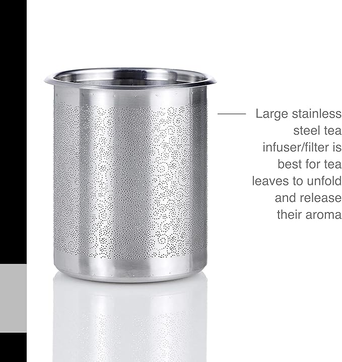 AdHoc Orient+ Glass Teapot - Tea Kettle and Removable Infuser for Loose Leaf Tea - Large Glass Teapot for Stove Top - Small Tea Kettle - 50 fluid oz.