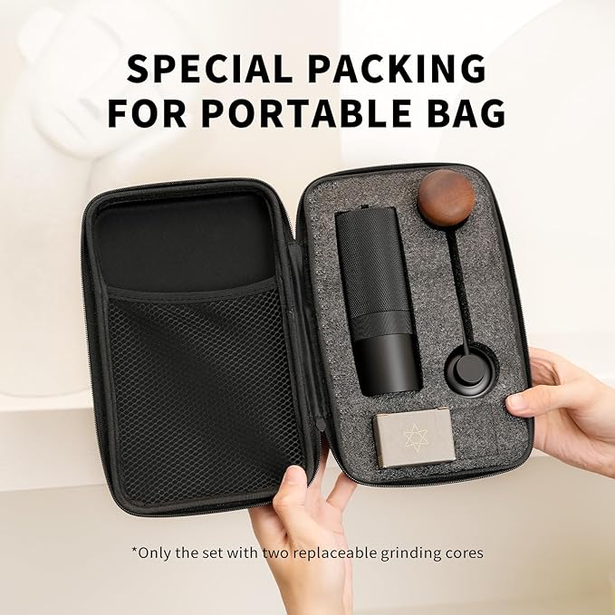 MAVO Manual Coffee Grinder, Wizard Hand Coffee Grinder, Capacity 25g with 2PCS CNC Stainless Steel Conical Burr -Pentagon and Hexagonal, Burr Coffee Bean Grinder for French Press, Pour Over, Silver