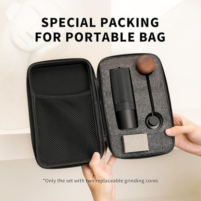 MAVO Manual Coffee Grinder, Wizard Hand Coffee Grinder, Capacity 25g with 2PCS CNC Stainless Steel Conical Burr -Pentagon and Hexagonal, Burr Coffee Bean Grinder for French Press, Pour Over, Silver