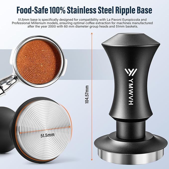 51.5mm Espresso Coffee Tamper,30lb Calibrated Espresso Tamper with a 20lb Interchangeable Spring,Barista Tamping Tool with 100% Stainless Steel Ground Tamper for Barista