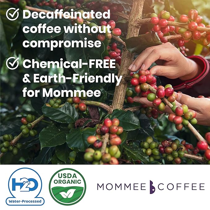 Mommee Coffee Quarter Caf Ground Low Acid Coffee - 100% Arabica Organic Coffee Beans with Smooth Caramel Flavor - Medium Grind for Drip, Reusable One Cup Filters - 11 oz